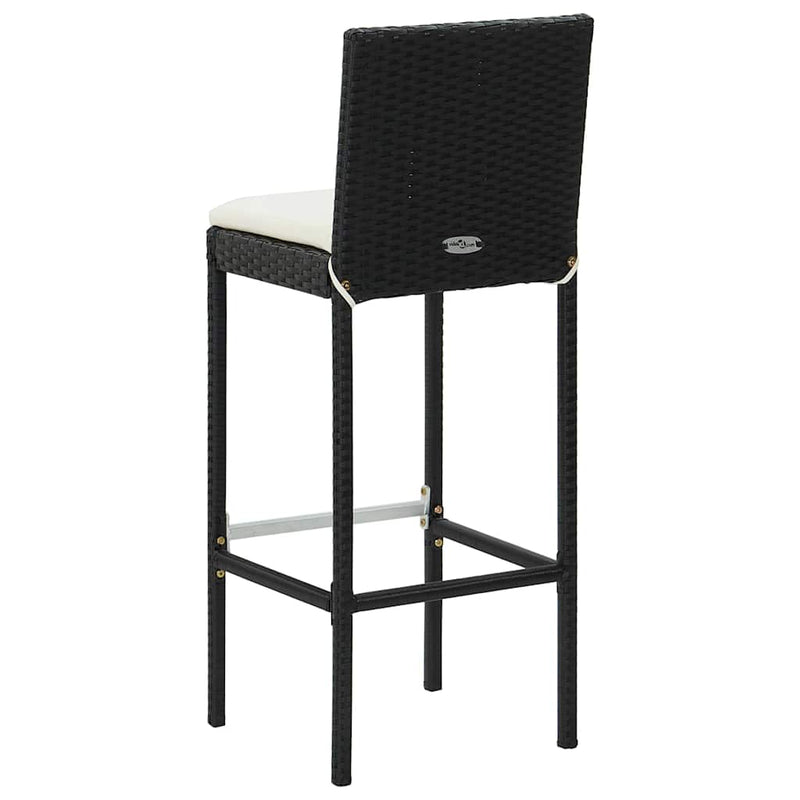 Scaune de bar pentru grădină, cu perne, 4 buc. negru, poliratan