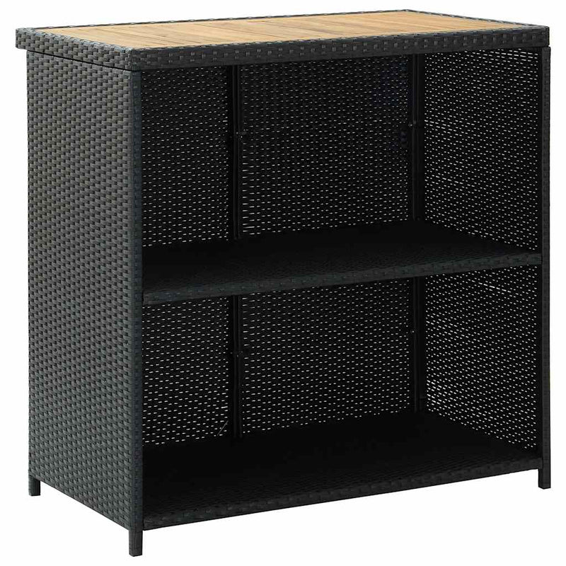 Set mobilier de bar, 3 piese, negru, poliratan