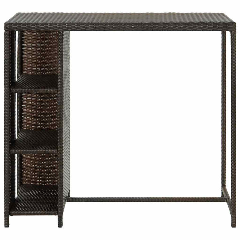 Masă de bar cu raft depozitare, maro, 120x60x110 cm, poliratan