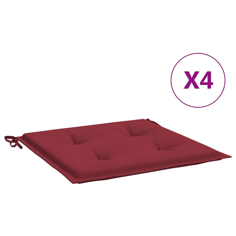Perne scaune grădină 4 buc. roșu vin 50x50x3 cm țesătură Oxford