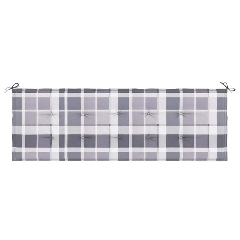 Pernă bancă de grădină, gri carouri, 150x50x3 cm, textil Oxford