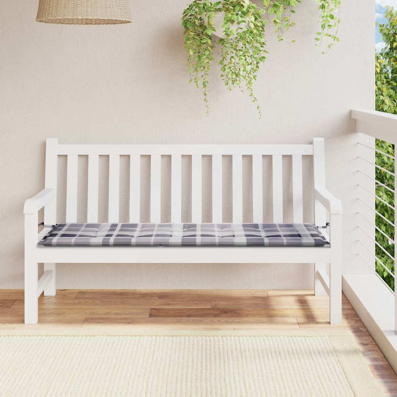 Pernă bancă de grădină, gri carouri, 150x50x3 cm, textil Oxford