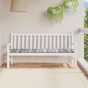 Pernă bancă de grădină, gri carouri, 180x50x3 cm, textil Oxford