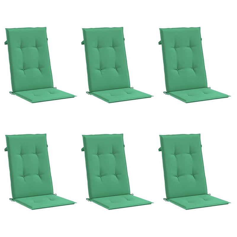Perne scaun cu spătar înalt, 6 buc., verde, 120x50x3 cm, textil