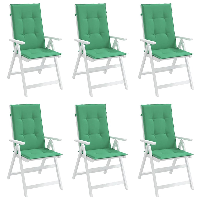 Perne scaun cu spătar înalt, 6 buc., verde, 120x50x3 cm, textil