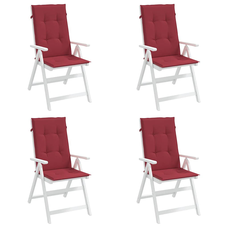 Perne scaun cu spătar înalt, 4 buc., roșu, 120x50x3 cm, textil