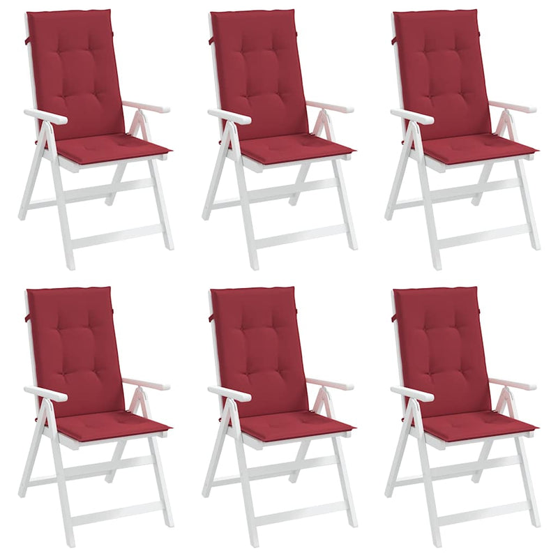 Perne scaun cu spătar înalt, 6 buc., roșu, 120x50x3 cm, textil