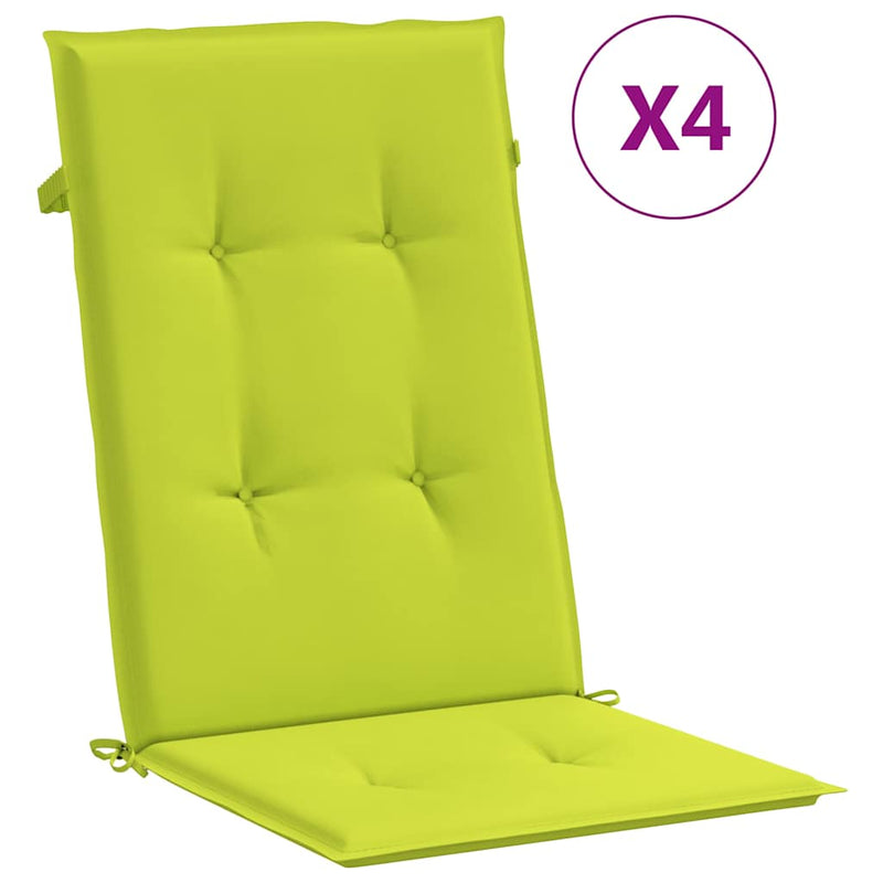 Perne scaun cu spătar înalt, 4 buc., verde, 120x50x3 cm, textil
