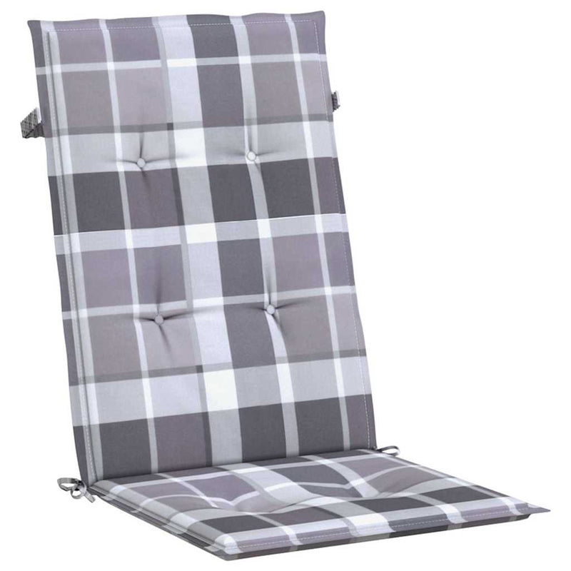 Perne scaun spătar înalt, 6 buc. gri carouri 120x50x3 cm textil