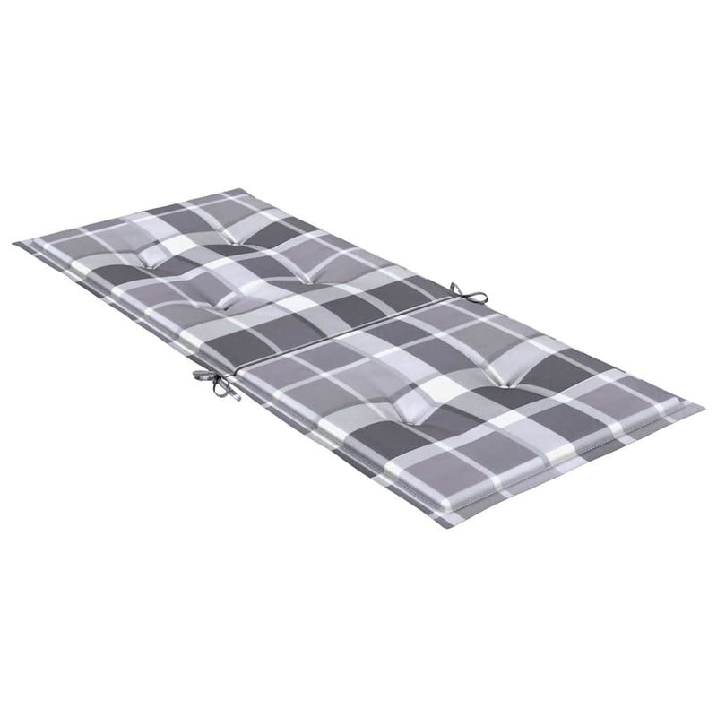 Perne scaun spătar înalt, 6 buc. gri carouri 120x50x3 cm textil