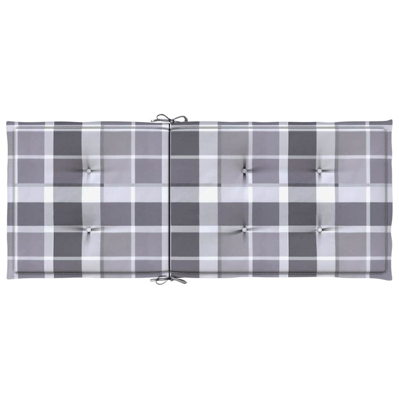 Perne scaun spătar înalt, 6 buc. gri carouri 120x50x3 cm textil