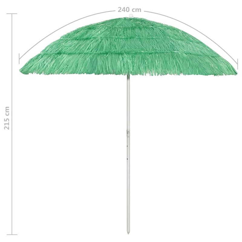 Umbrelă de soare de plajă Hawaii, verde, 240 cm