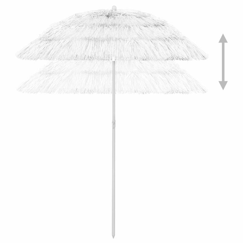 Umbrelă de soare de plajă Hawaii, alb, 180 cm