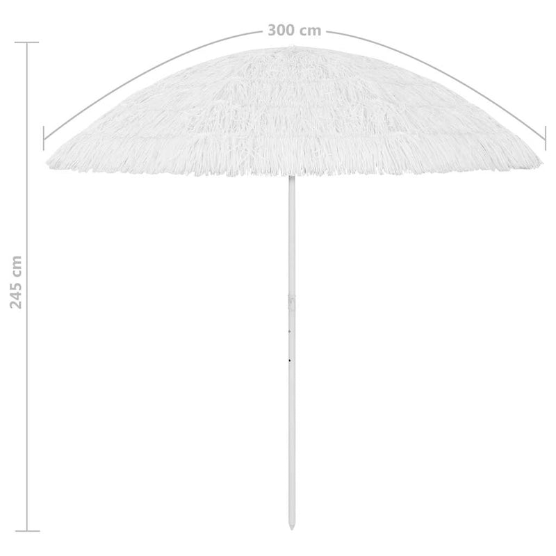 Umbrelă de soare de plajă Hawaii, alb, 300 cm