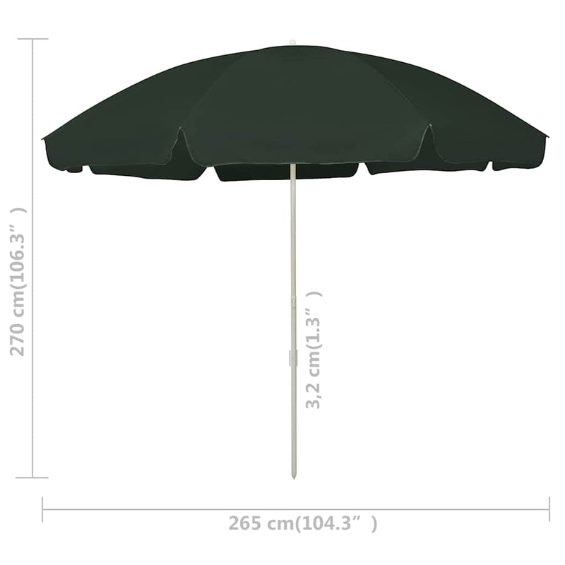 Umbrelă de soare de plajă, verde, 300 cm