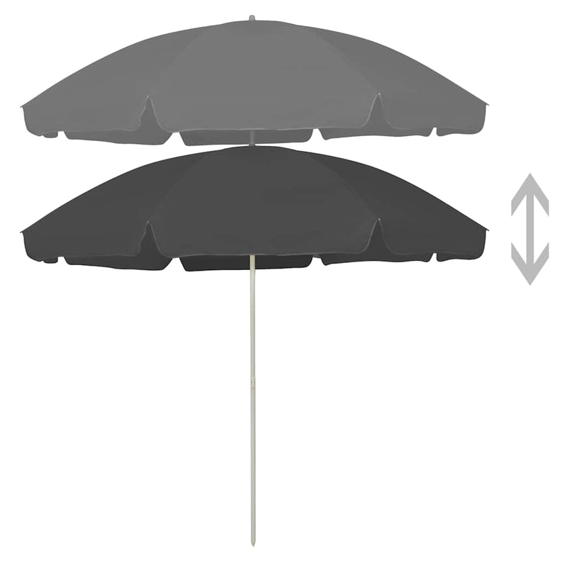Umbrelă de soare de plajă, antracit, 300 cm