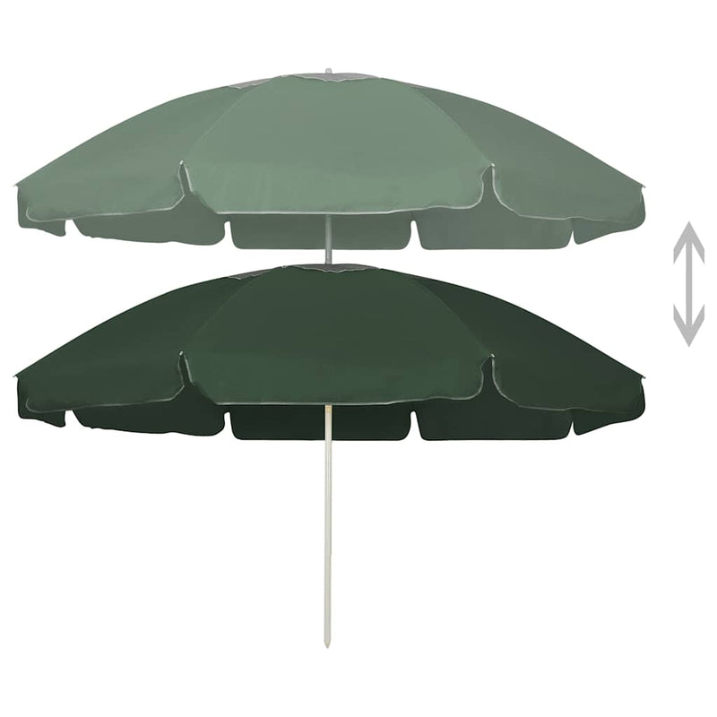 Umbrelă de soare de plajă, verde, 240 cm