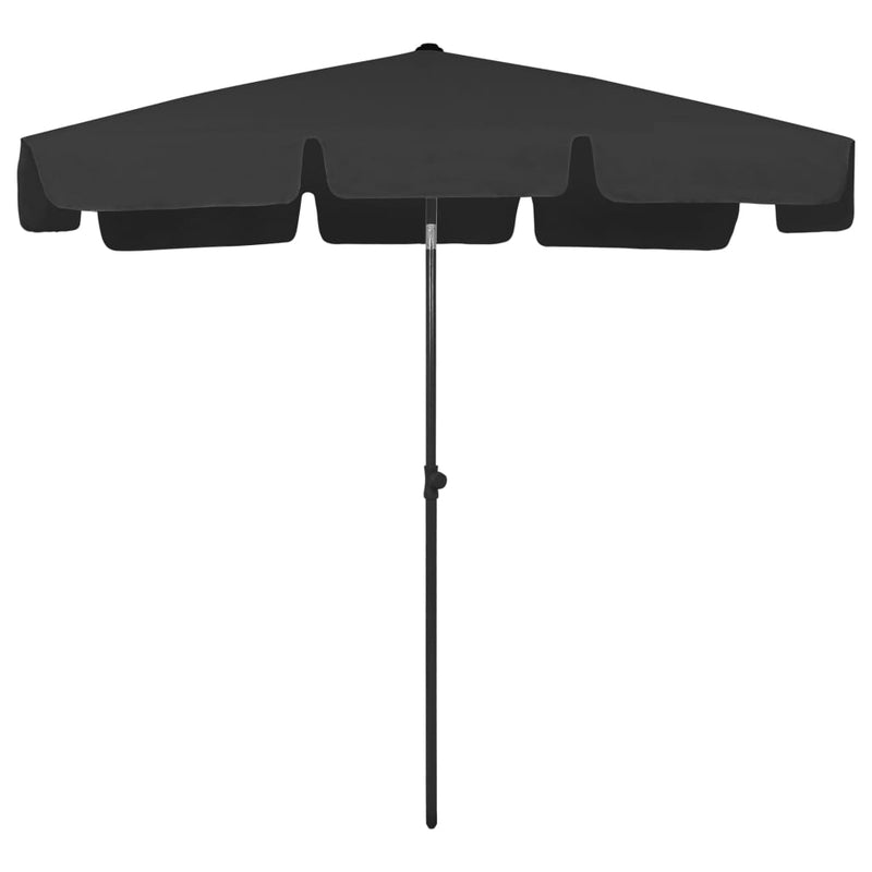 Umbrelă de soare de plajă, negru, 200x125 cm
