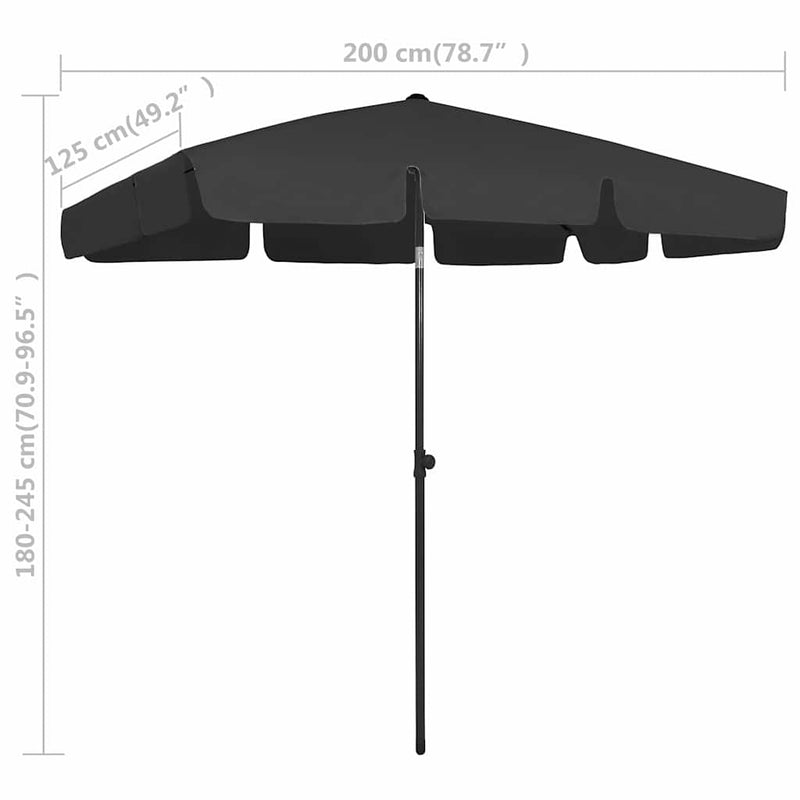Umbrelă de soare de plajă, negru, 200x125 cm