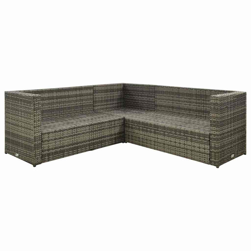 Set mobilier de grădină cu perne, 4 piese, poliratan, gri