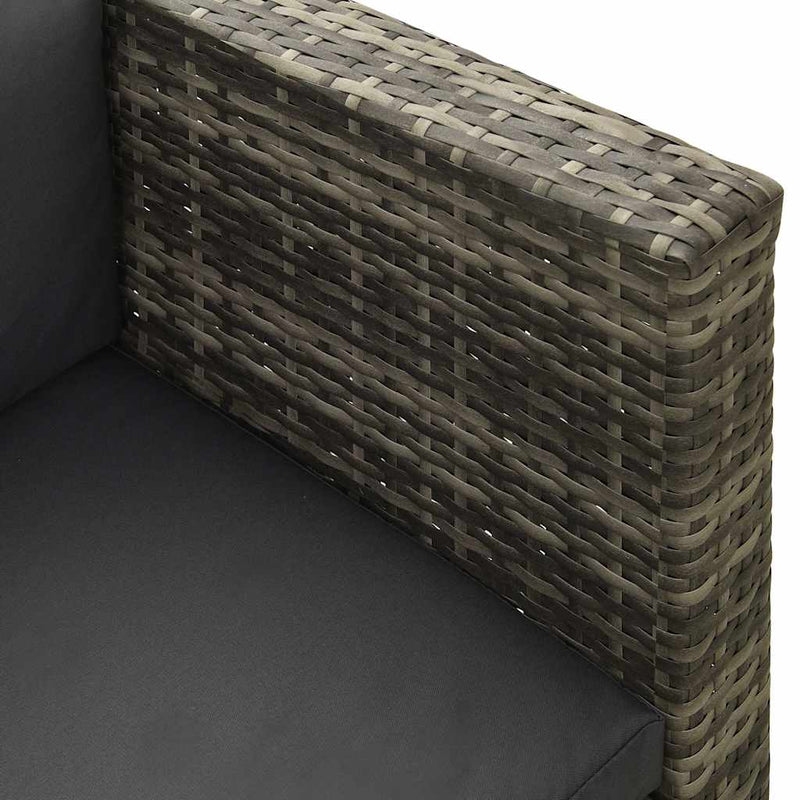 Set mobilier de grădină cu perne, 4 piese, poliratan, gri
