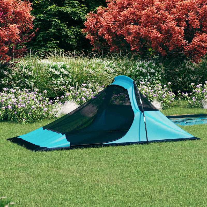 Cort de camping, albastru, 317x240x100 cm