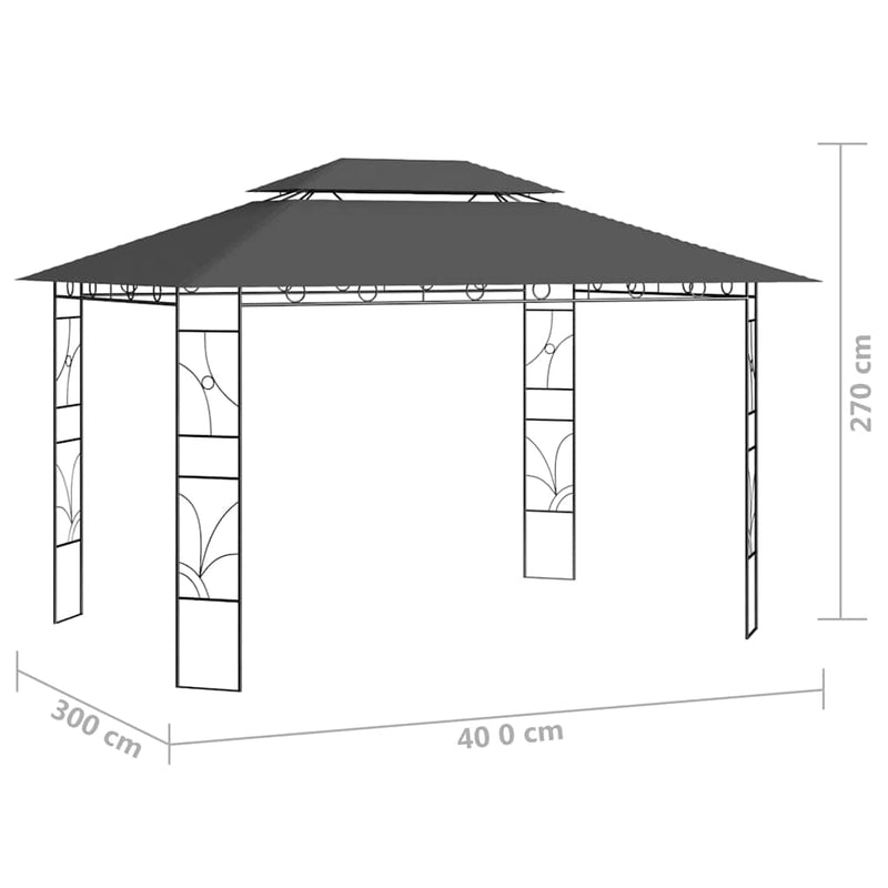Pavilion, antracit, 4x3x2,7 m, 160 g/m²