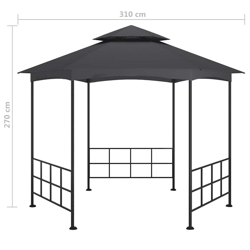 Pavilion cu pereți laterali, antracit, 3,1x2,7 m