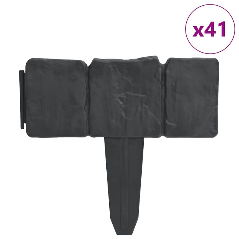 Gard de gazon, 41 buc., 10 m, plastic, aspect piatră