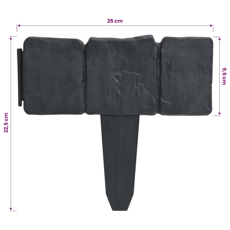Gard de gazon, 41 buc., 10 m, plastic, aspect piatră