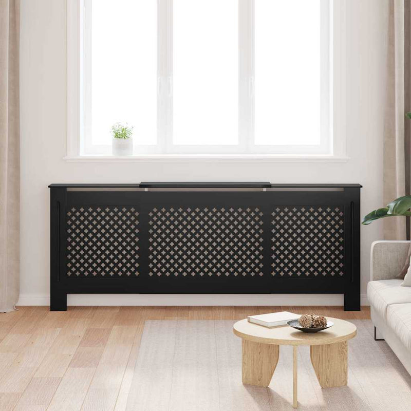 Mască pentru calorifer, negru, 205 cm, MDF