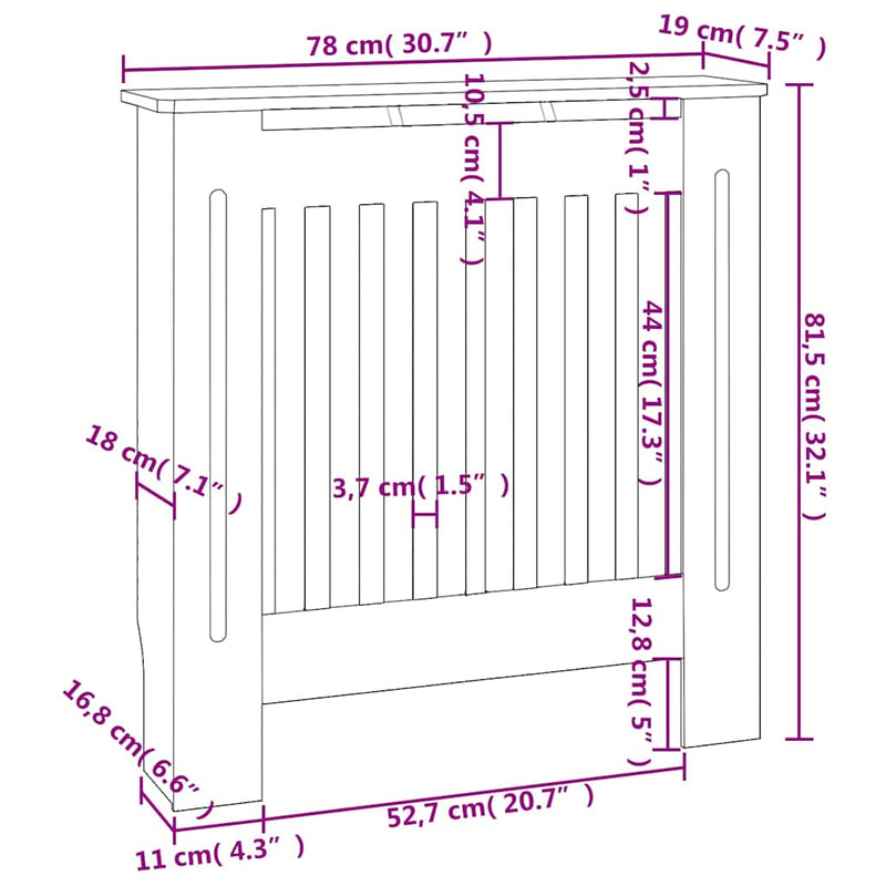 Mască pentru calorifer, negru, 78 cm, lemn prelucrat