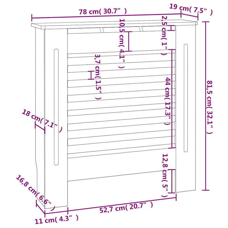 Mască pentru calorifer, negru, 78 cm, MDF