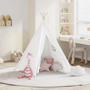 Cort de copii teepee cu geantă piersică, alb, 120x120x150 cm,