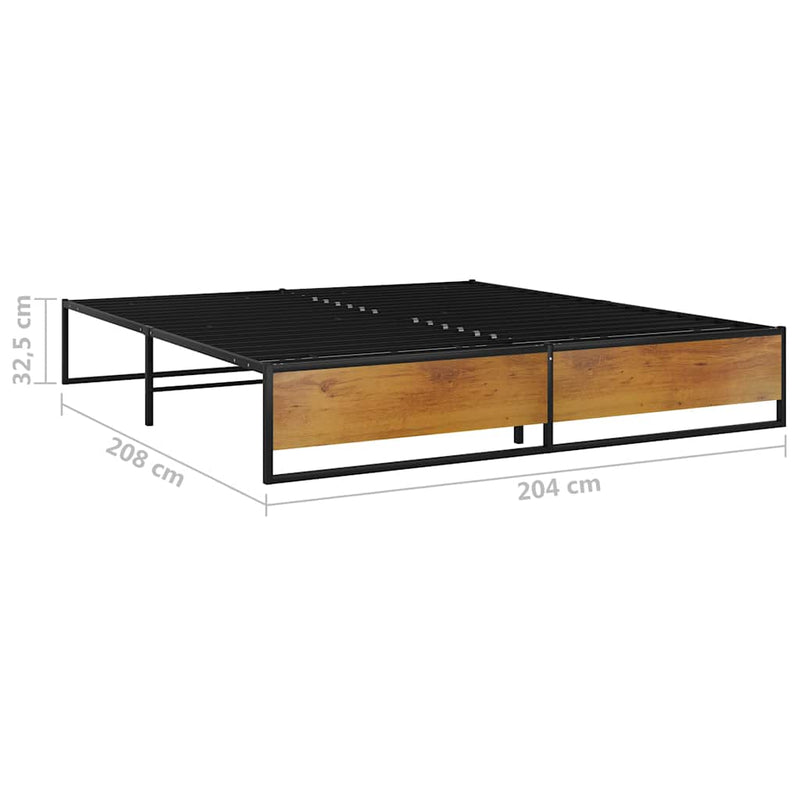 Cadru de pat, negru, 200 x 200 cm, metal