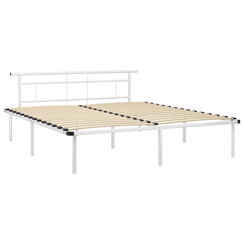 Cadru de pat, alb, 200 x 200 cm, metal