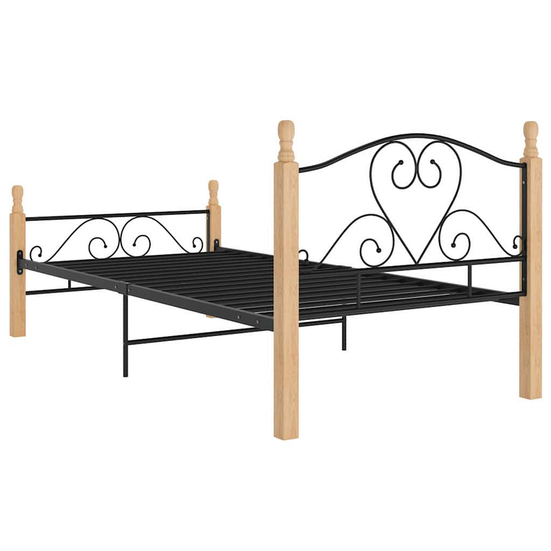 Cadru de pat, negru, 90x200 cm, metal