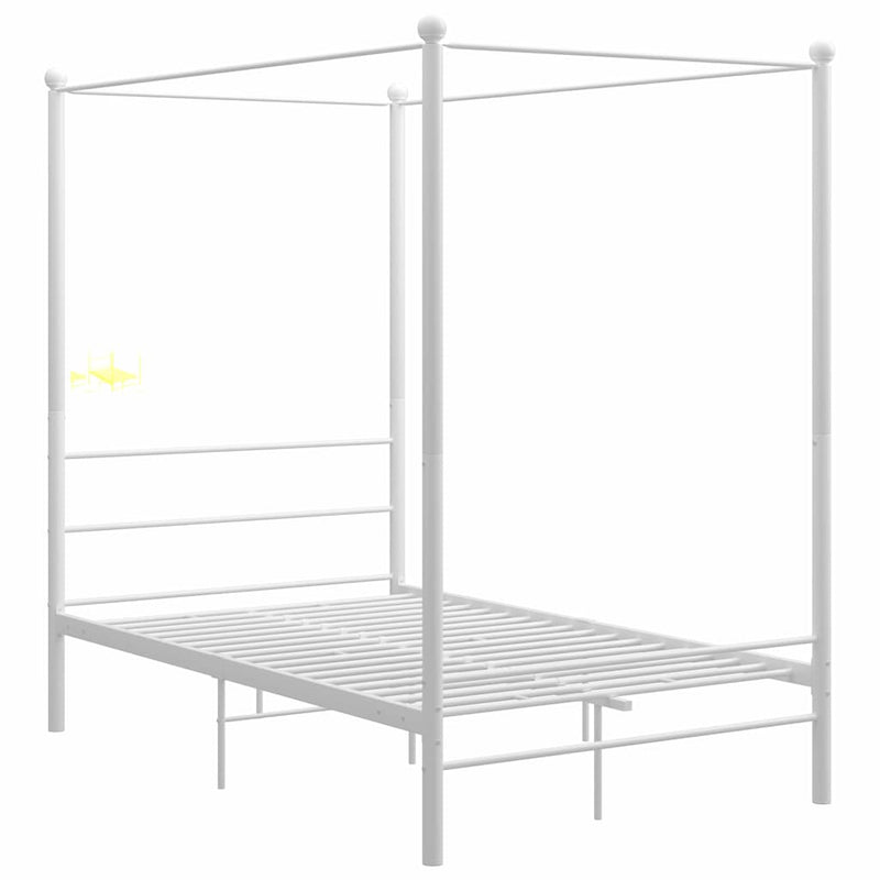 Cadru de pat cu baldachin, alb, 120x200 cm, metal