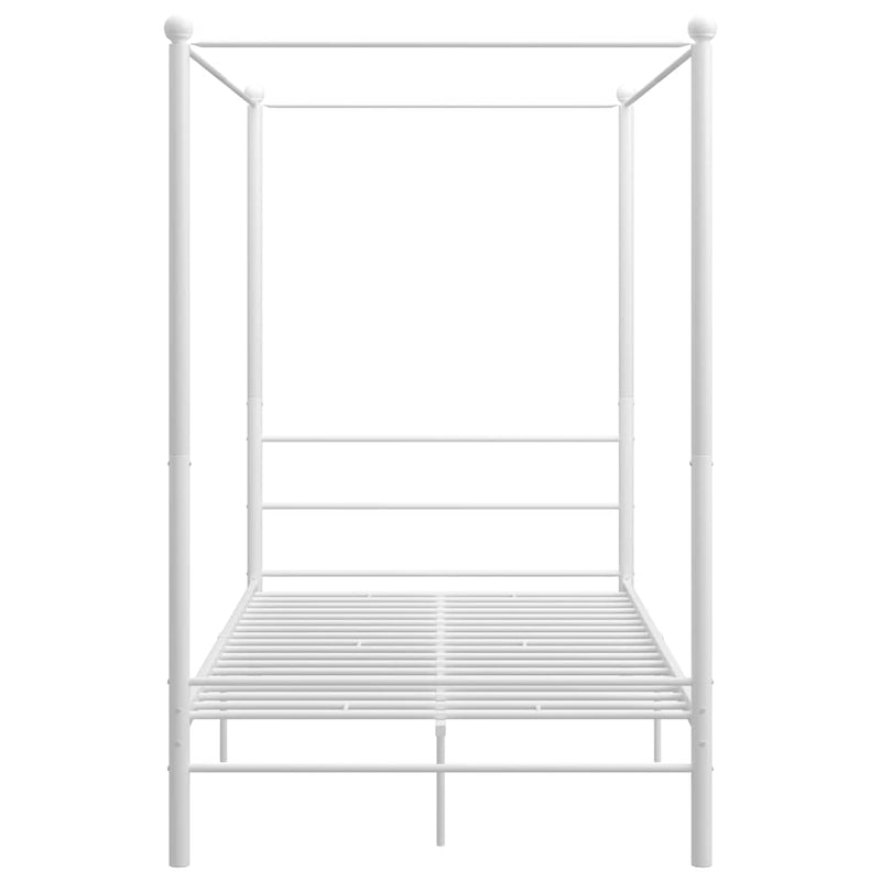 Cadru de pat cu baldachin, alb, 120x200 cm, metal