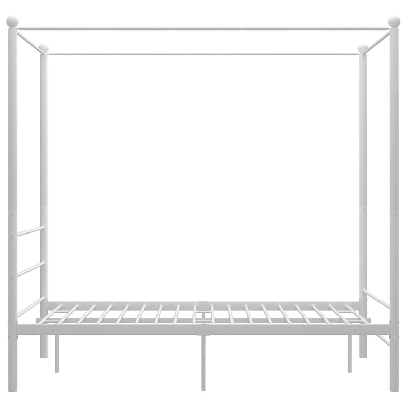 Cadru de pat cu baldachin, alb, 120x200 cm, metal