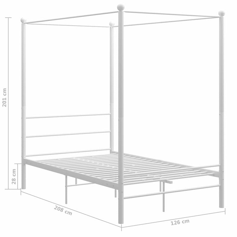 Cadru de pat cu baldachin, alb, 120x200 cm, metal