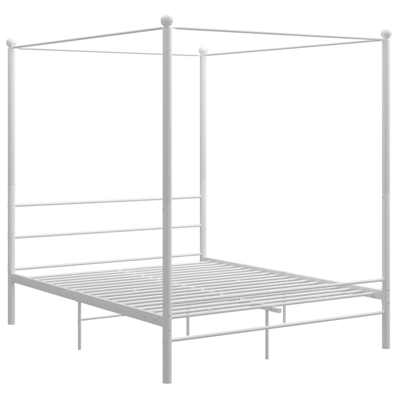 Cadru de pat cu baldachin, alb, 160x200 cm, metal