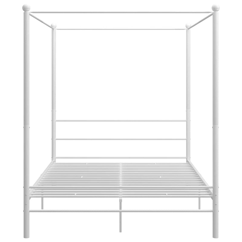 Cadru de pat cu baldachin, alb, 160x200 cm, metal