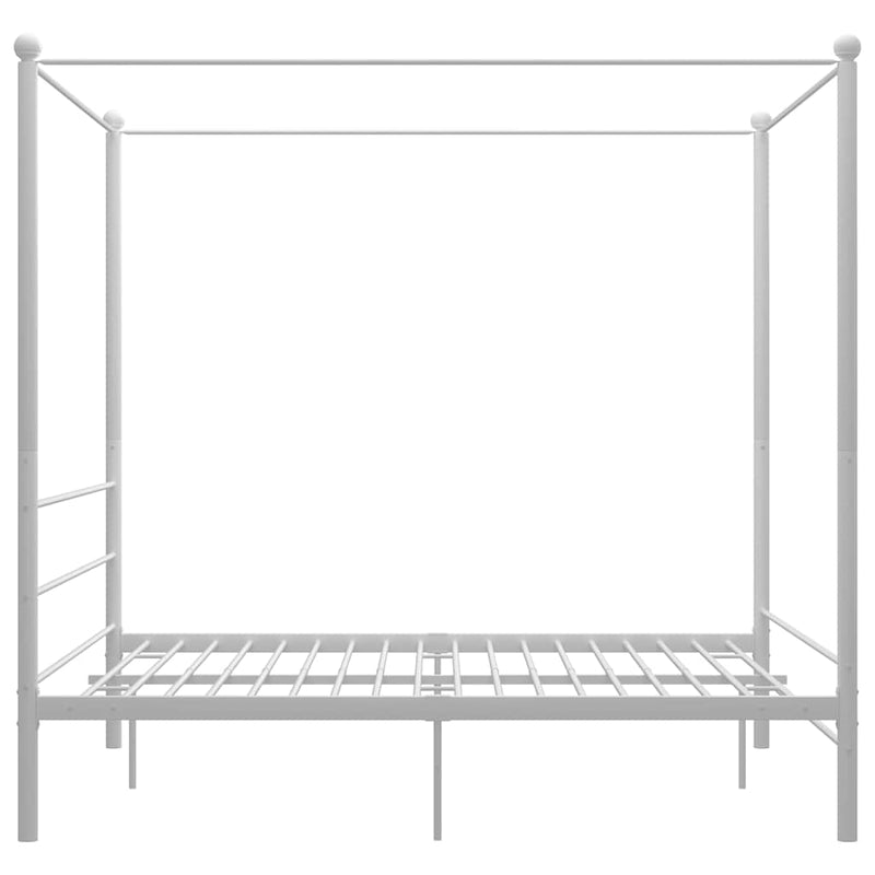 Cadru de pat cu baldachin, alb, 160x200 cm, metal