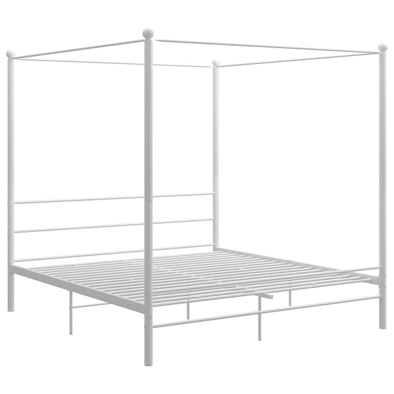 Cadru de pat cu baldachin, alb, 180x200 cm, metal