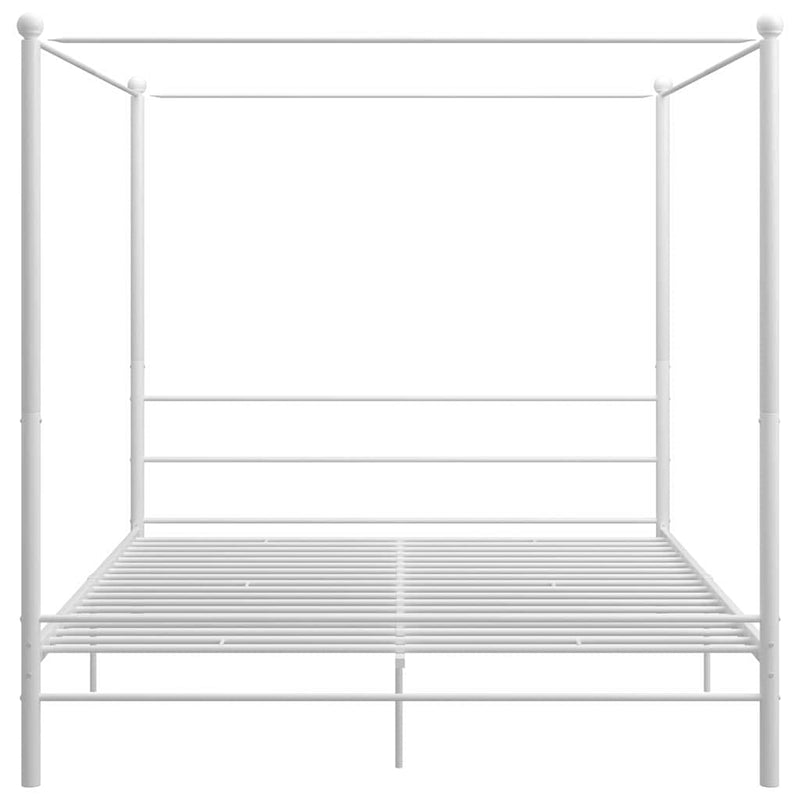 Cadru de pat cu baldachin, alb, 180x200 cm, metal