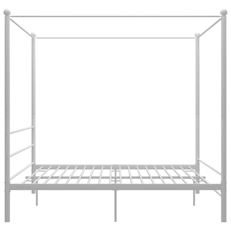 Cadru de pat cu baldachin, alb, 180x200 cm, metal