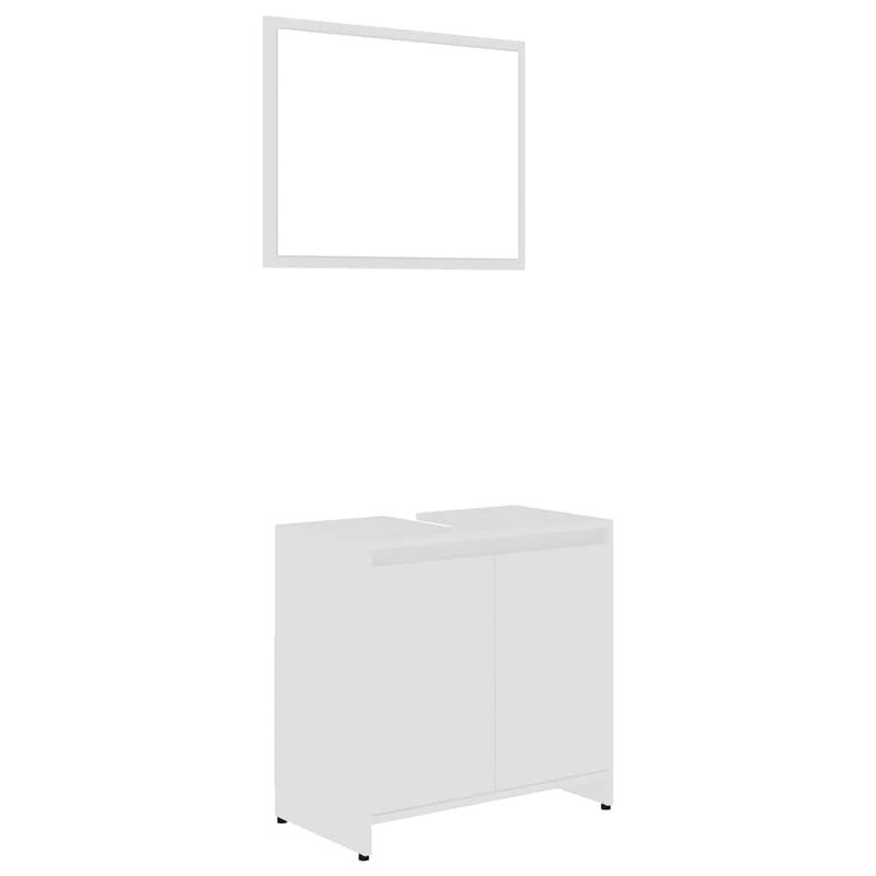 Set mobilier de baie, 4 piese, alb, lemn prelucrat