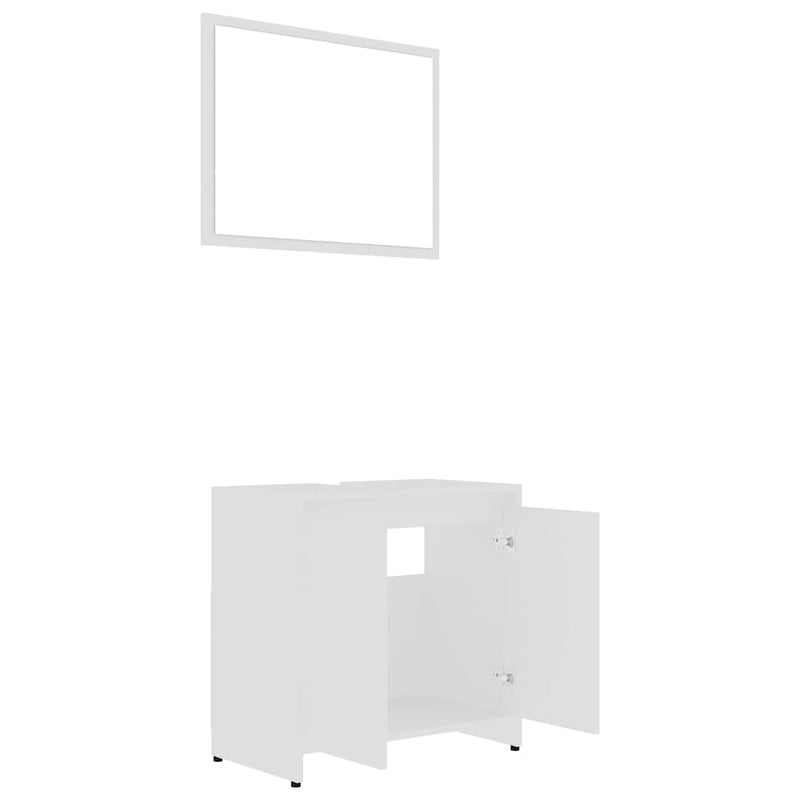 Set mobilier de baie, 4 piese, alb, lemn prelucrat