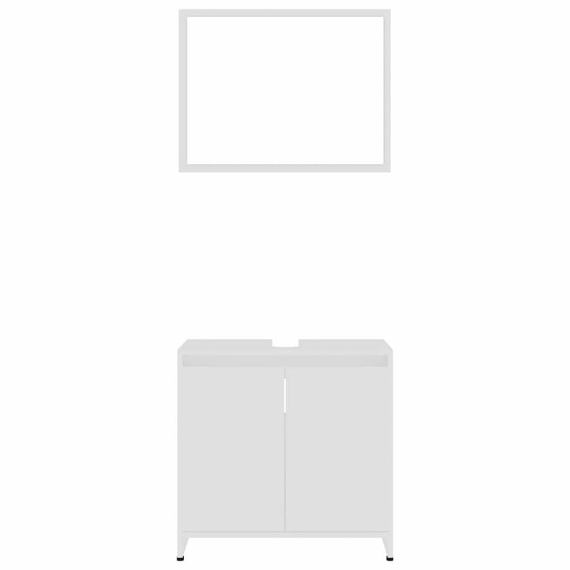 Set mobilier de baie, 4 piese, alb, lemn prelucrat